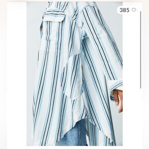 Free People Blue and White Poppy Buttondown Shirtdress